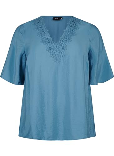 Zizzi Blouses & Shirts Bluse Kurzarm V-Ausschnitt Stickerei