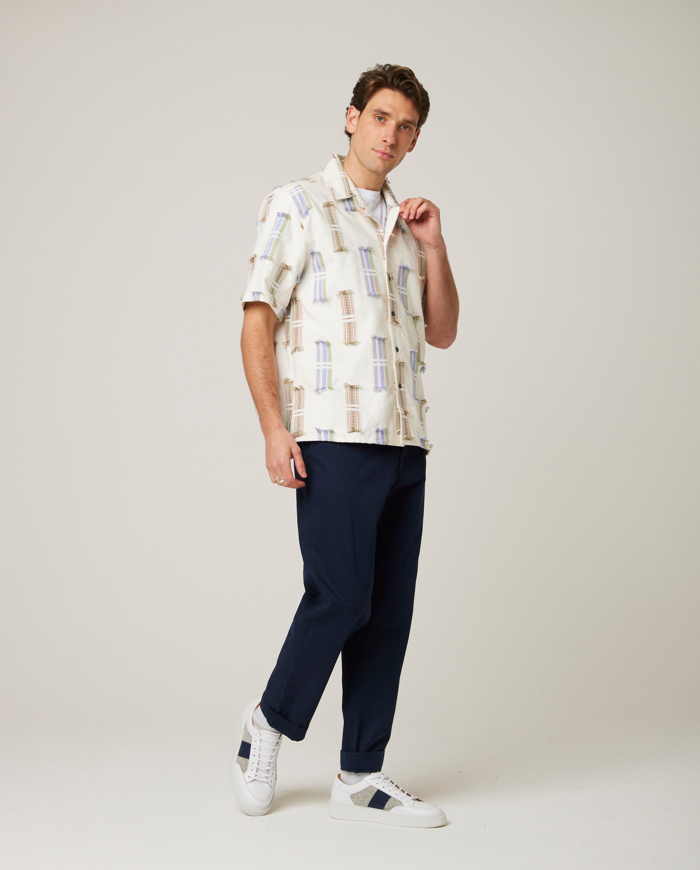 Peregrine Quay Herrenhemd White Tassel S Baumwolle