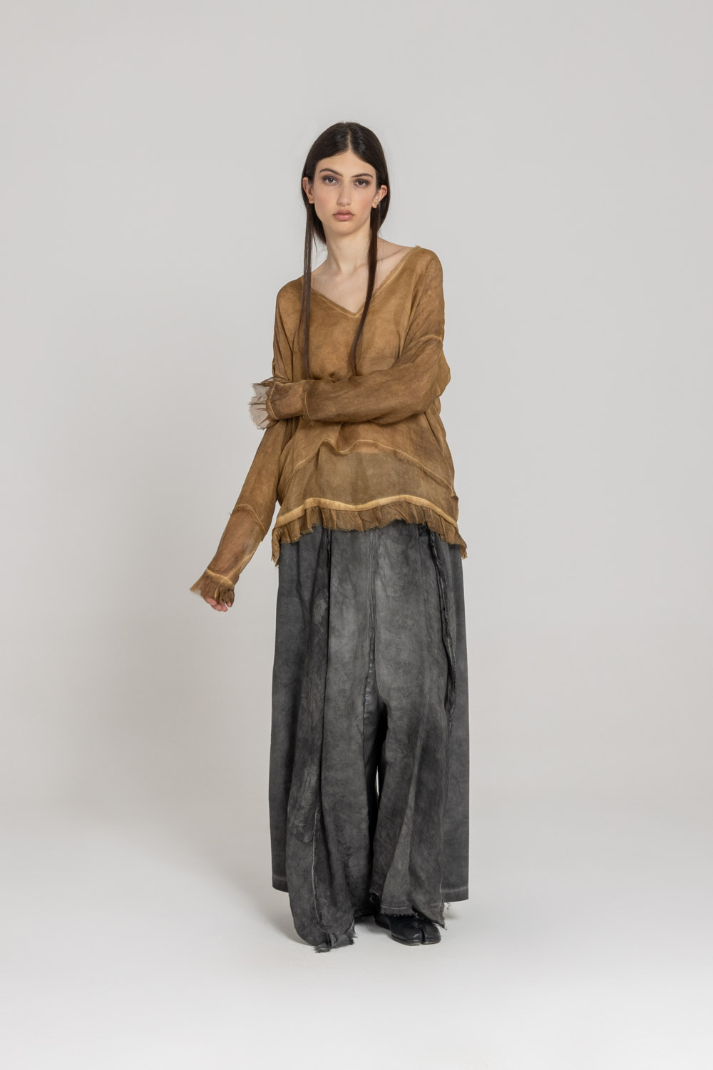 Sanctamuerte T-Shirt Asymmetrisch Langarm Viskose