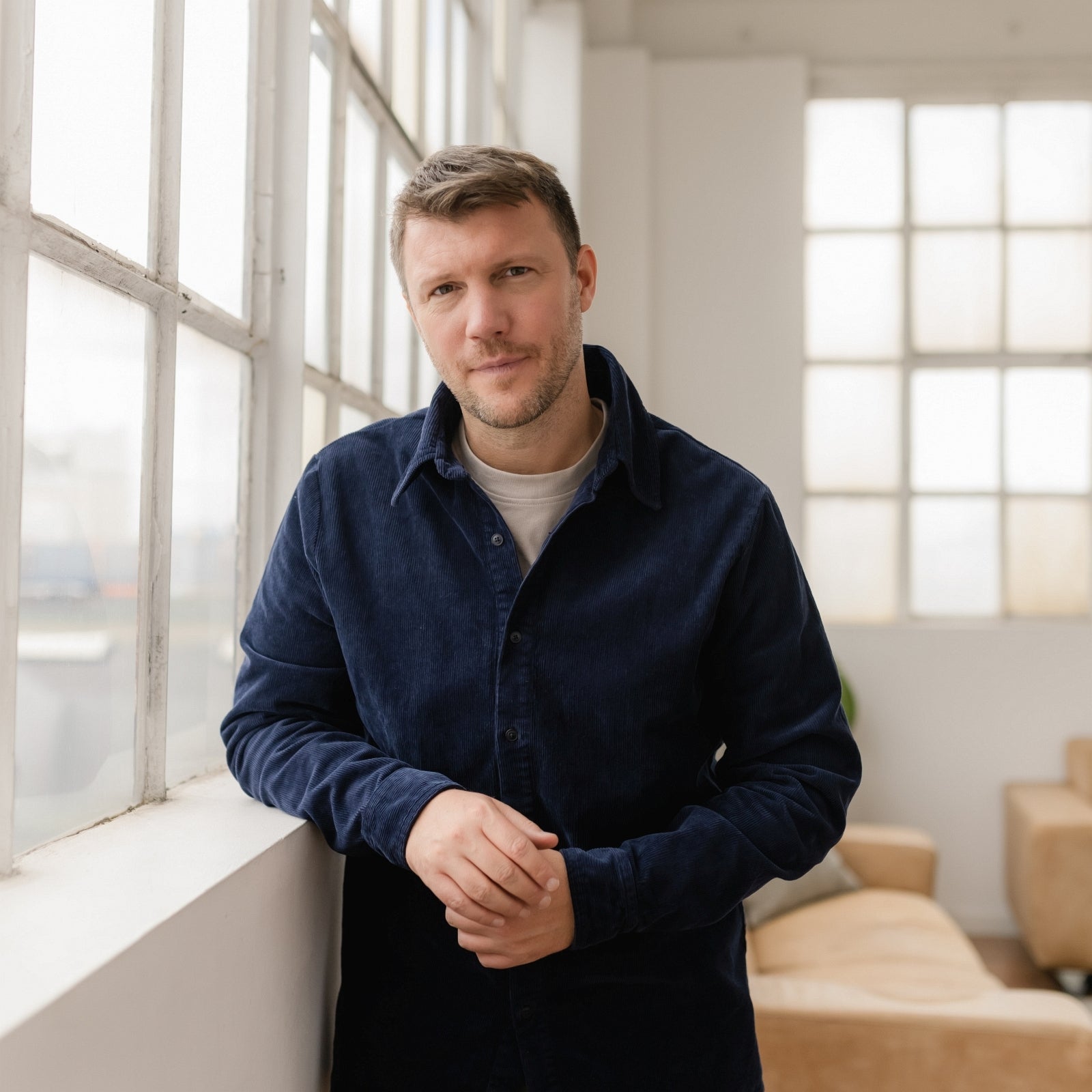 NORDLICHT Emil Cordhemd Herren Blau L Bio-Baumwolle