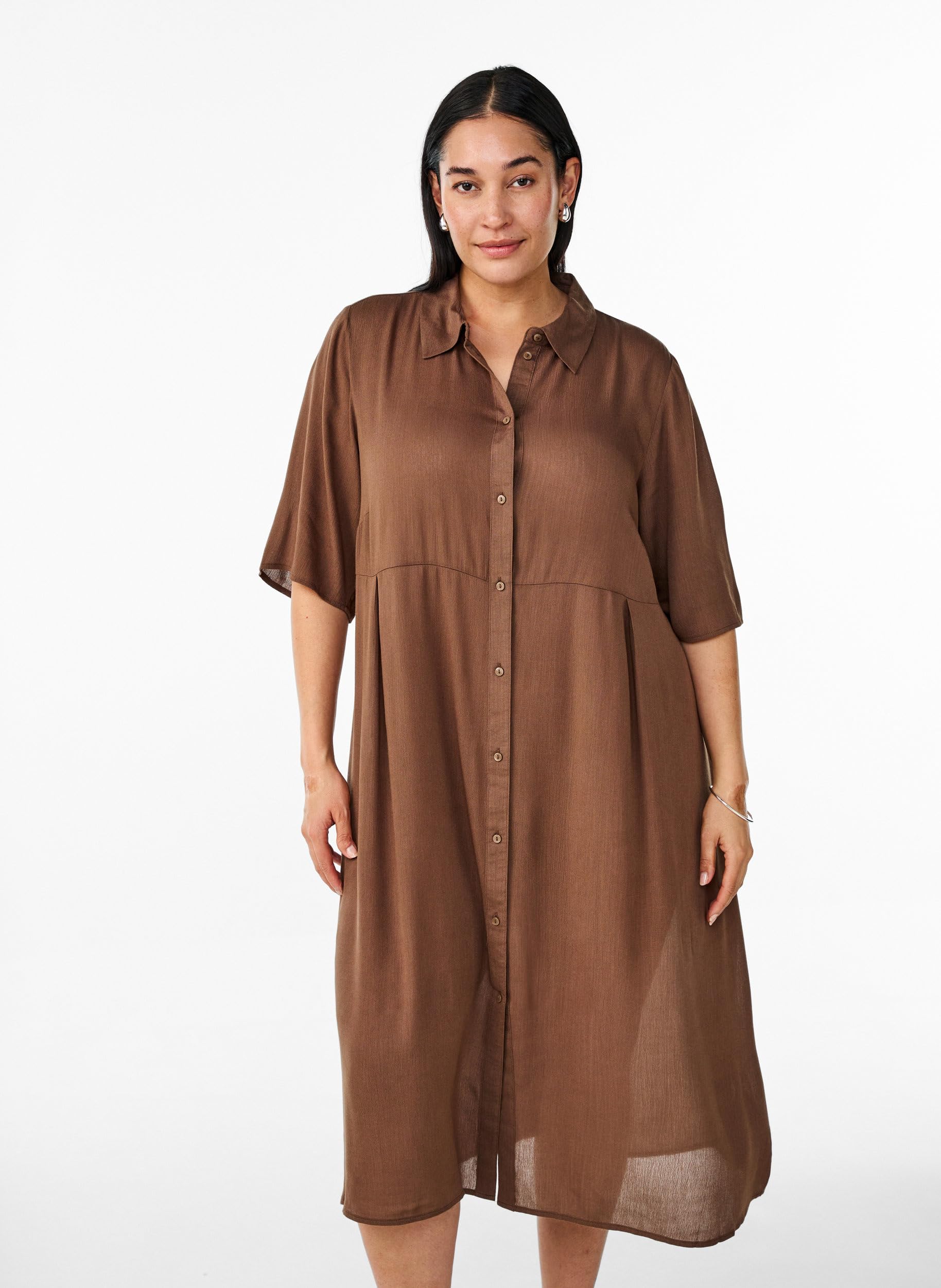 Zizzi Dresses Blusenkleid Viskose Kurzarm Midilänge