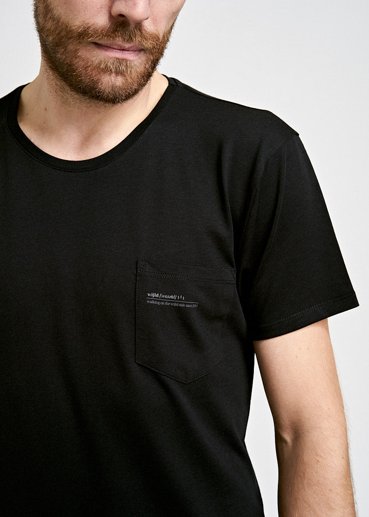 Wijld Pocket Herren T-Shirt Anthrazit Brusttasche