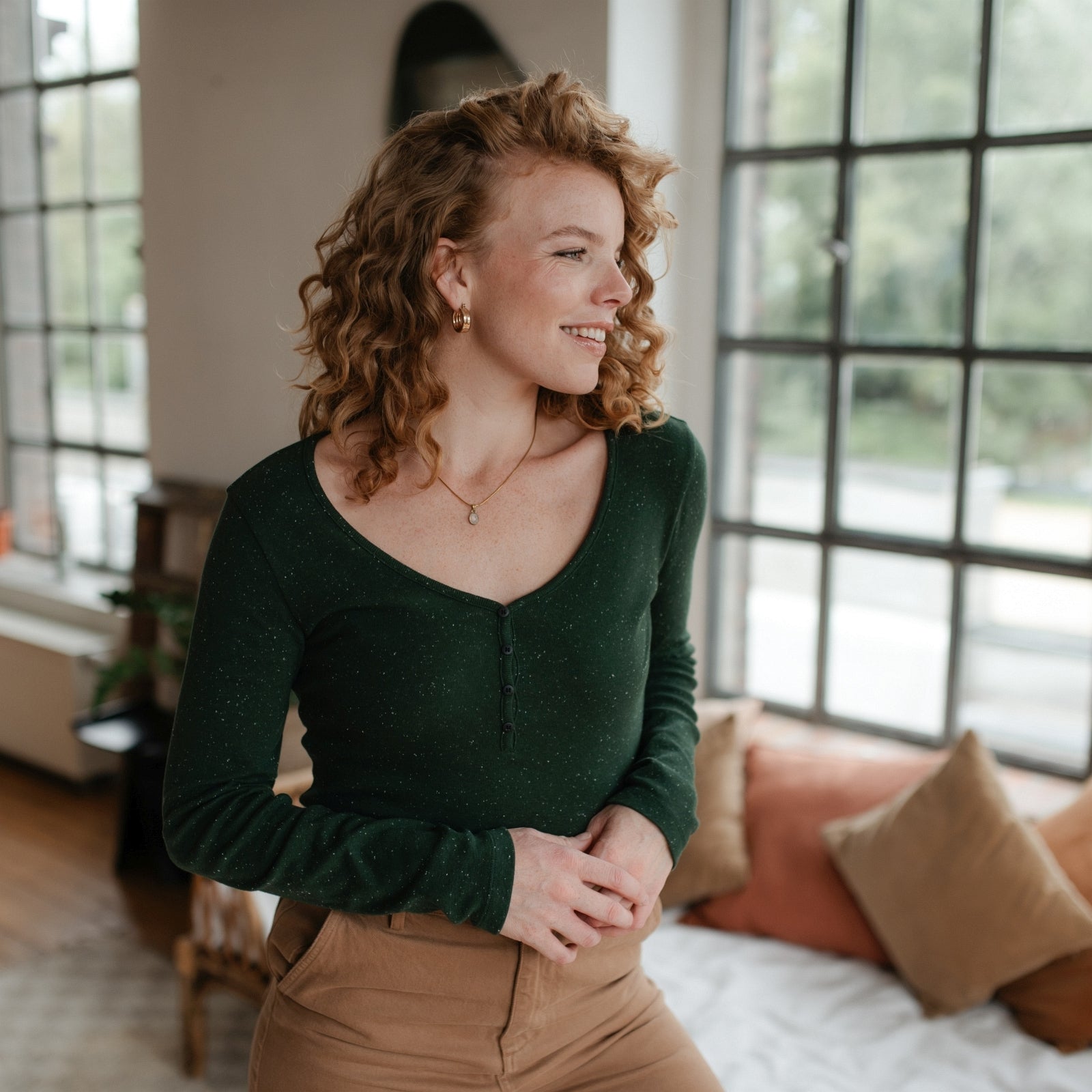 Nordlicht Hedda Rippshirt Longsleeve Gepunktet Bio