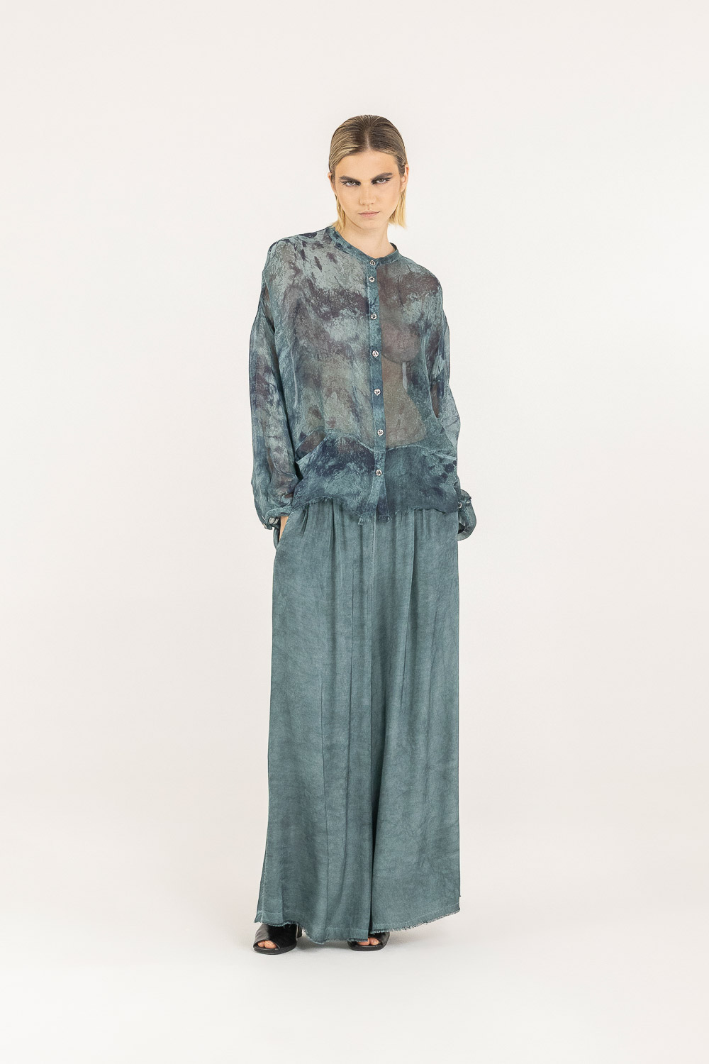 Sanctamuerte Camicie Over Boxy Bluse Viskose Seide