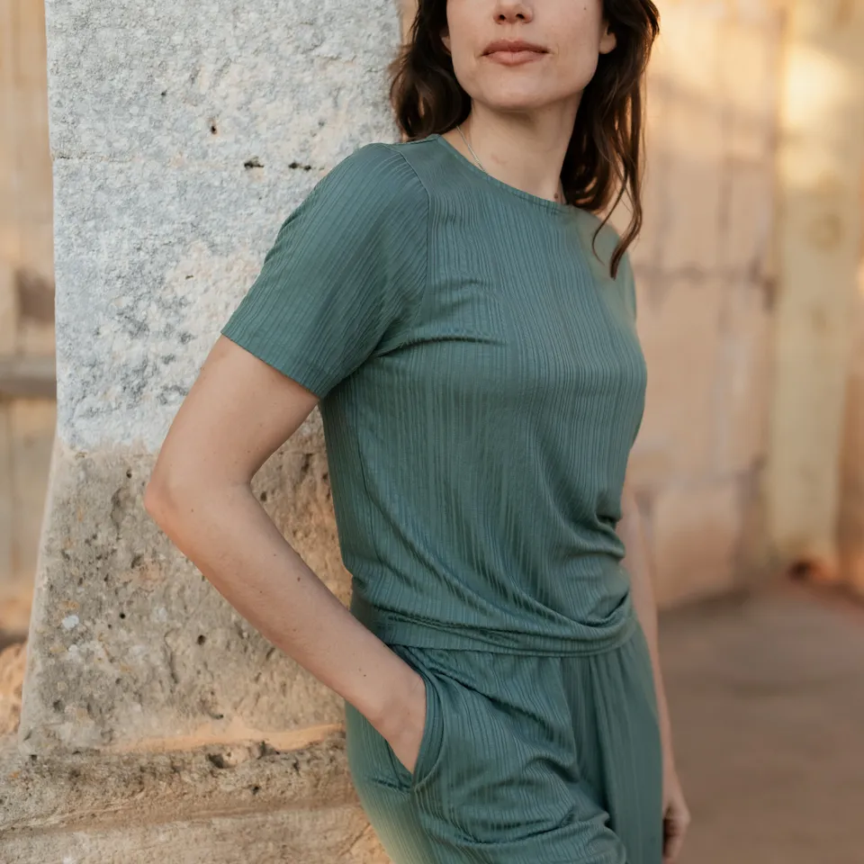 NORDLICHT Lily T-Shirt Streifen Tencel Grün XS-XL
