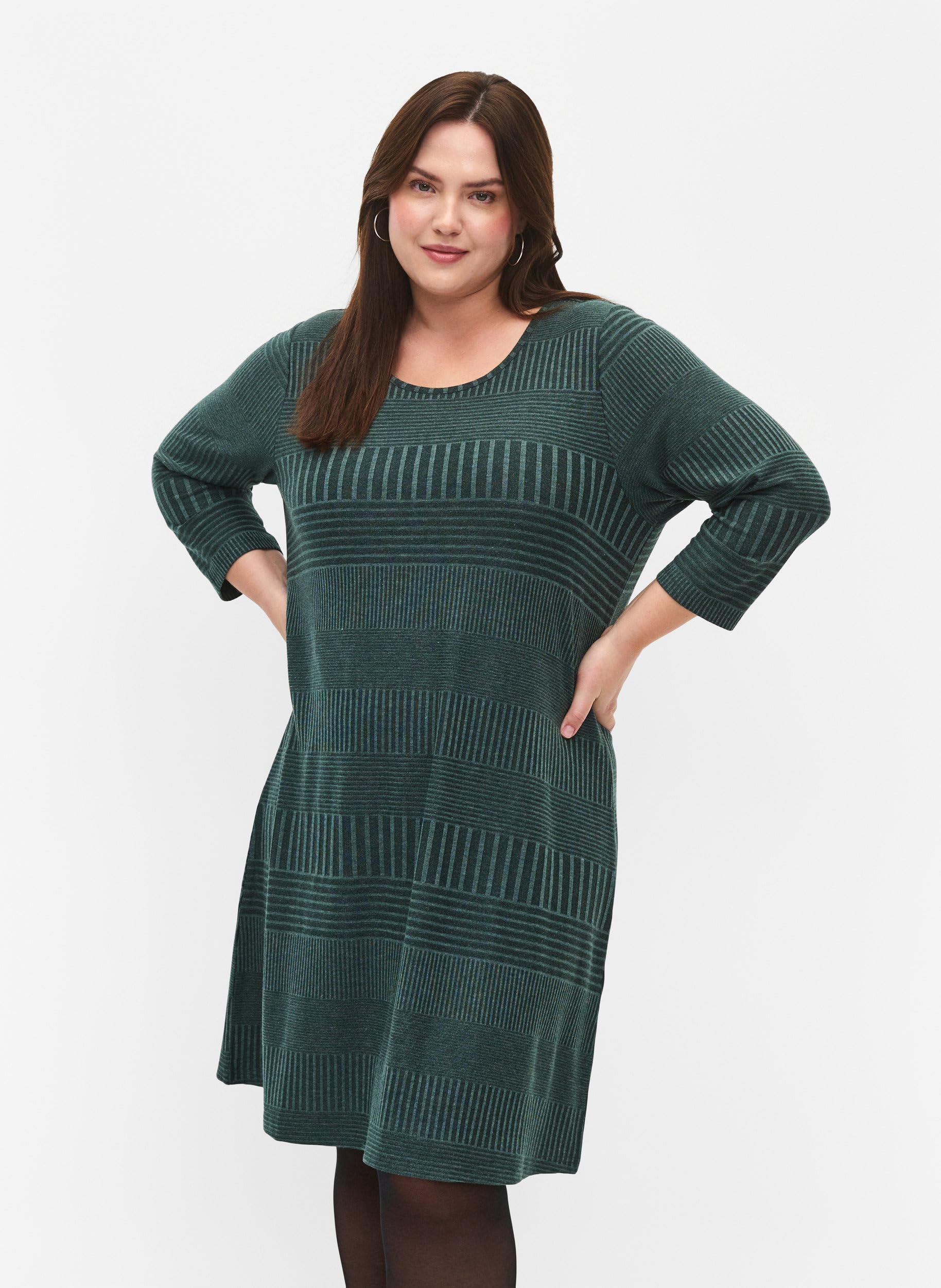 Zizzi Kleid 3/4-Arm Streifen große Größen 42-60