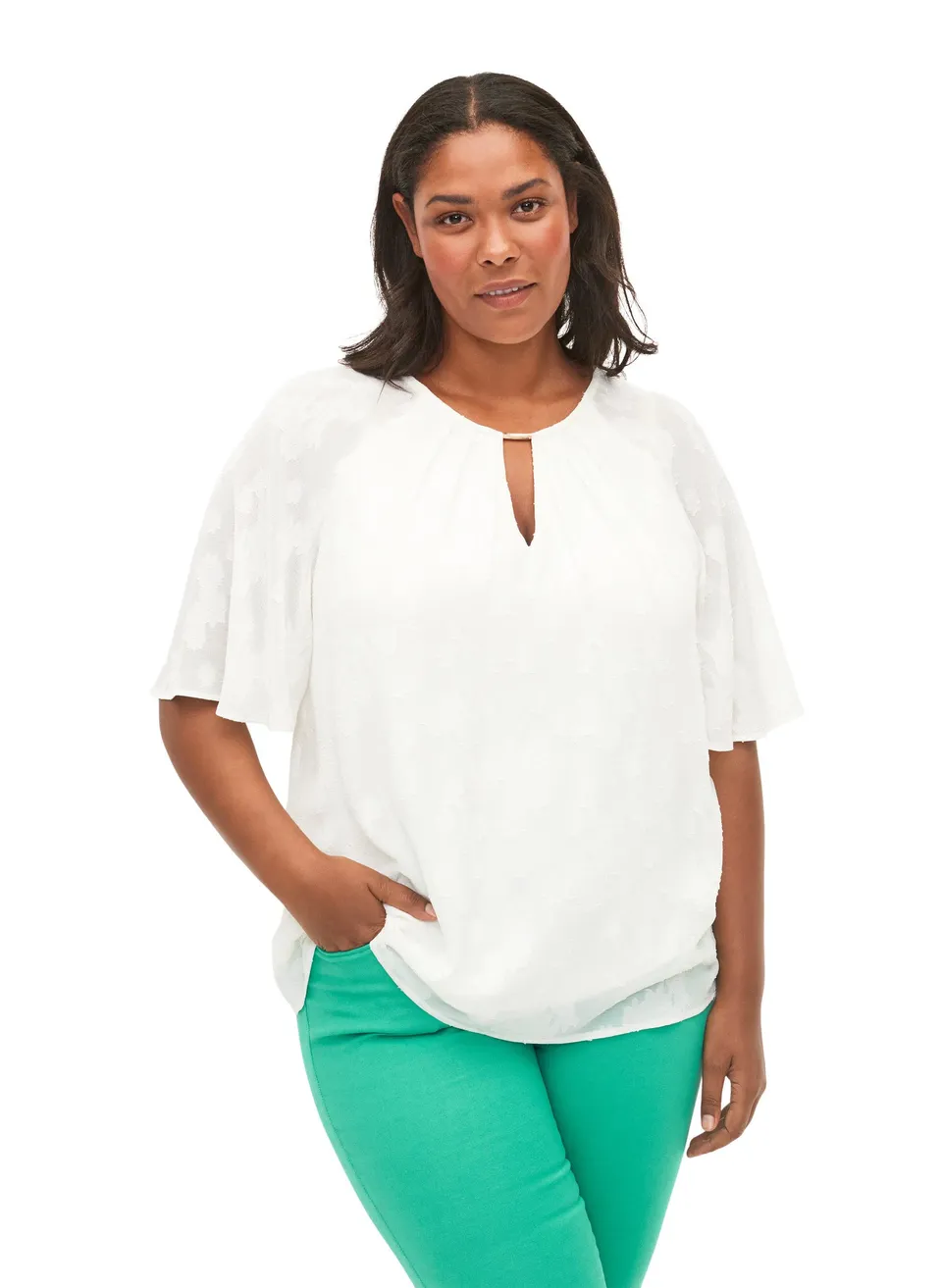 Zizzi Blouses Bluse Kurze Ärmel Struktur Bluse