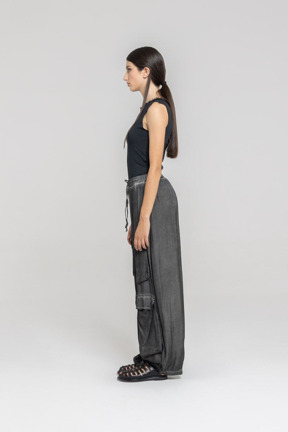 Sanctamuerte Pantaloni Cargo Hose Loose Fit mit Kordelbund