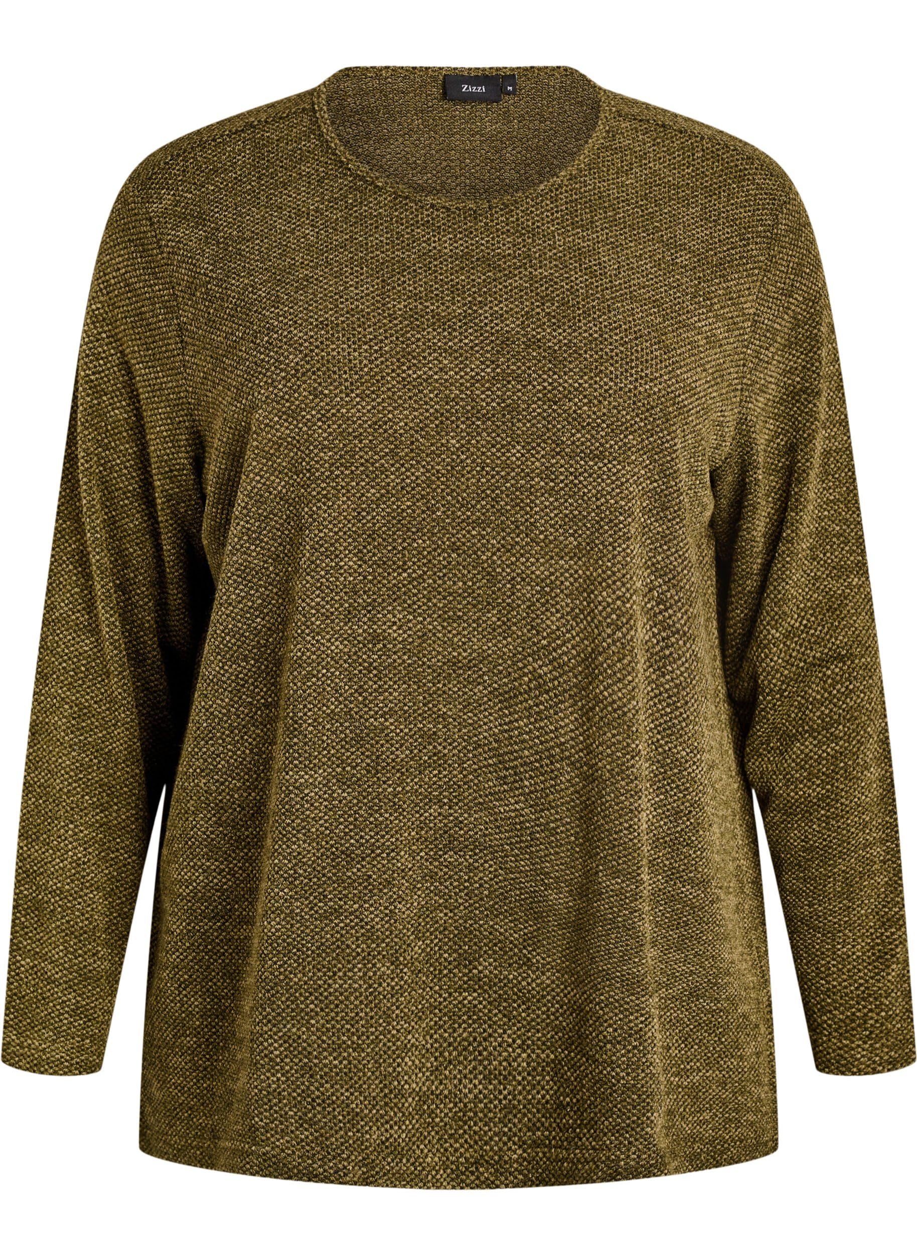 Zizzi Jerseybluse Damen Langarm Morel Mélange große Größen