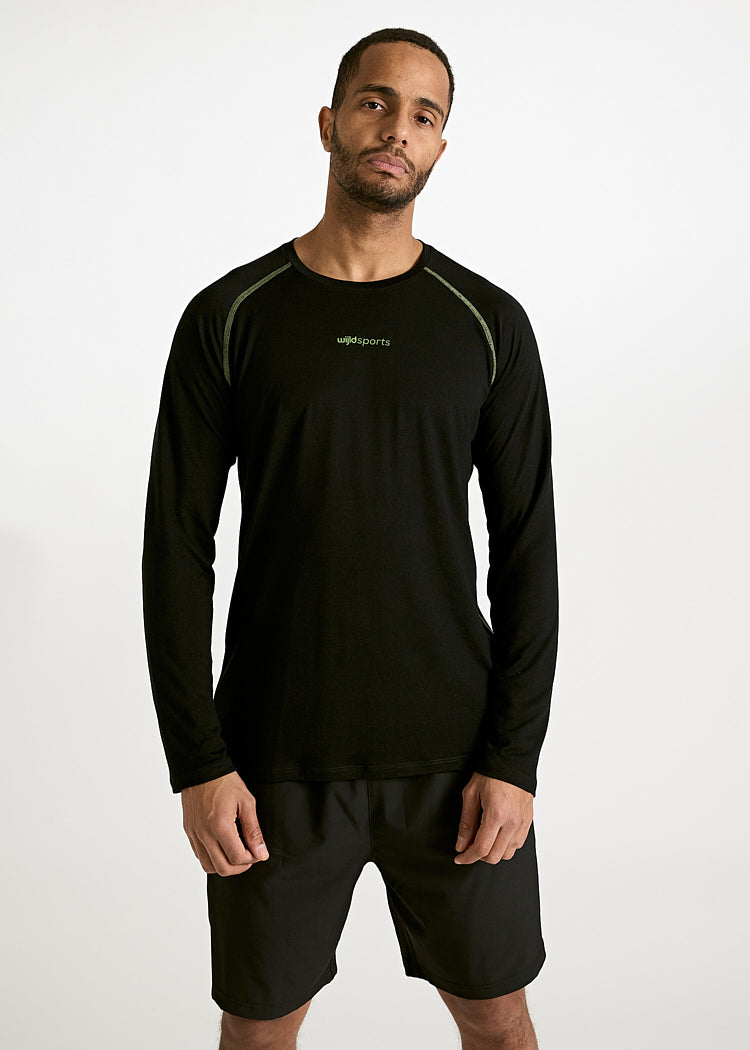 Wijld Longsleeves Tom Black Green Langarmshirt Herren Holz