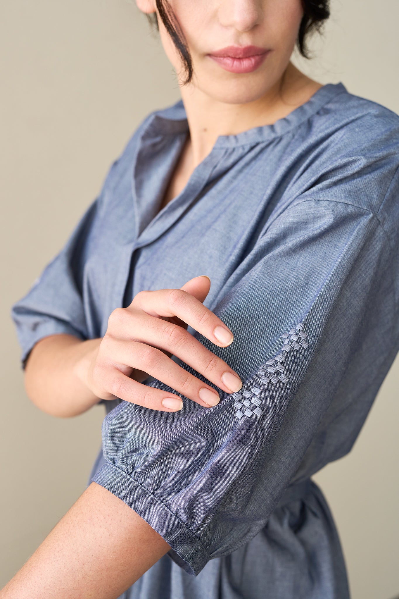 Christiane Strobel PIPPA Kleid Blau Bio-Baumwolle Chambray