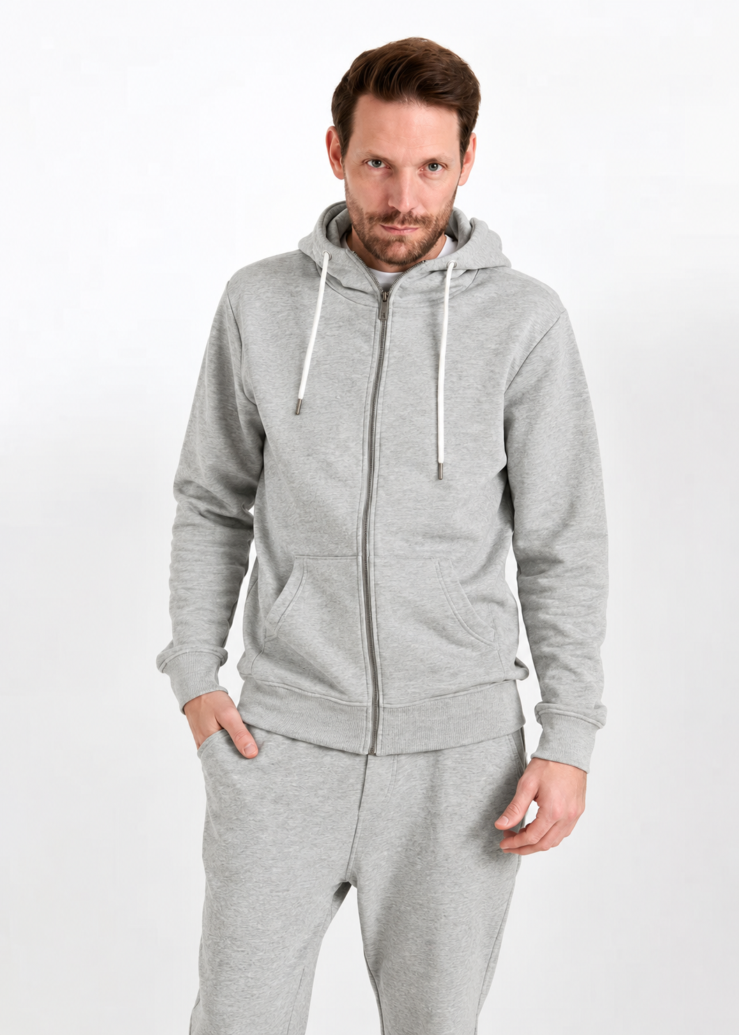 Wijld Leon Gray Melange Herren Sweatjacke Kapuze