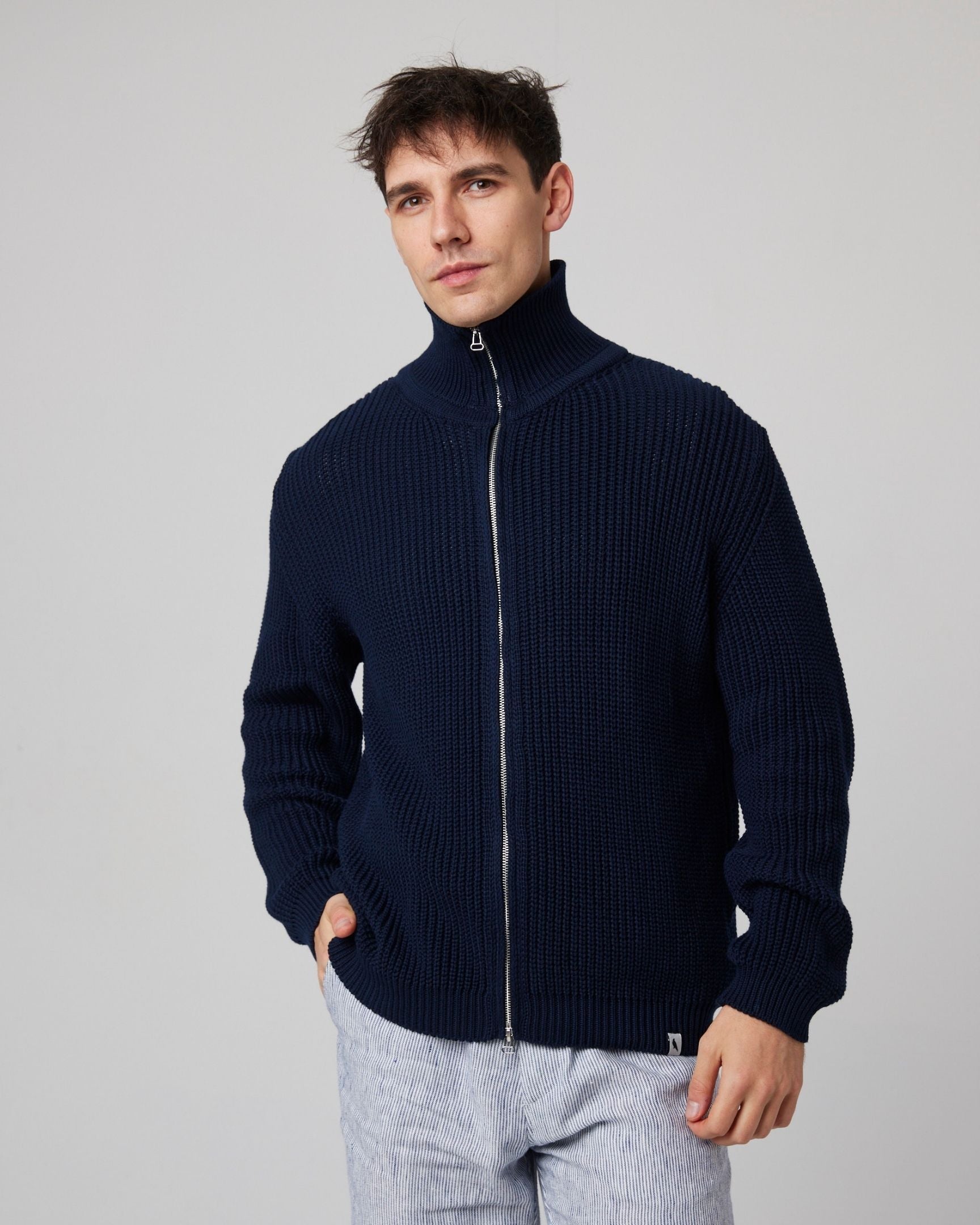 Peregrine River Zip Cardigan Ocean Baumwolle