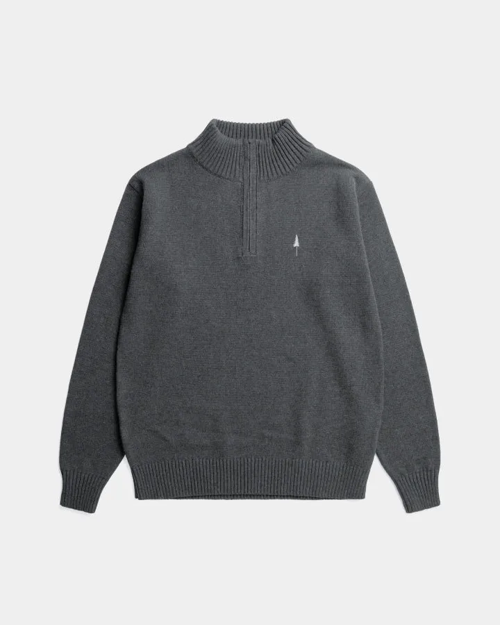 NIKIN TreePullover Quarter-Zip Knit Pullover Anthracite Mel Bio