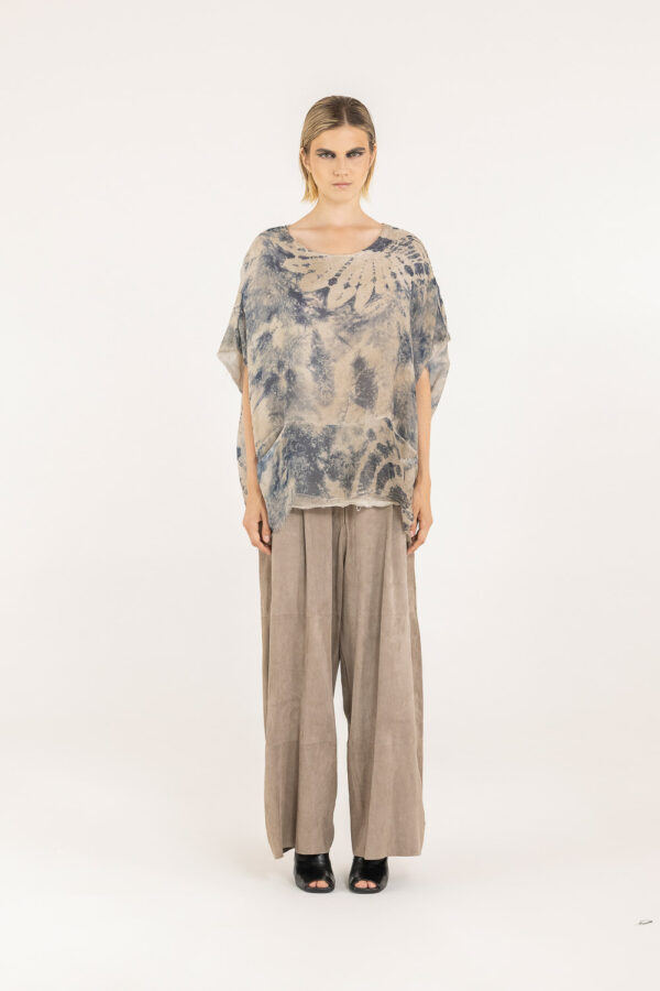 Sanctamuerte T-Shirt Over Langarm Viskose Seide Batik