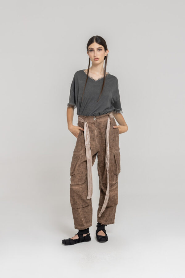 Sanctamuerte Pantaloni Cargo Hose Loose Fit Leinen