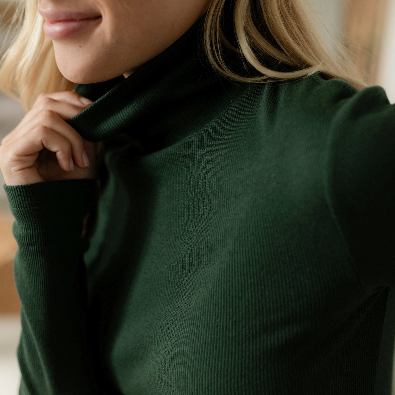 Nordlicht Dana Ripp Rollkragenshirt Waldgrün Bio