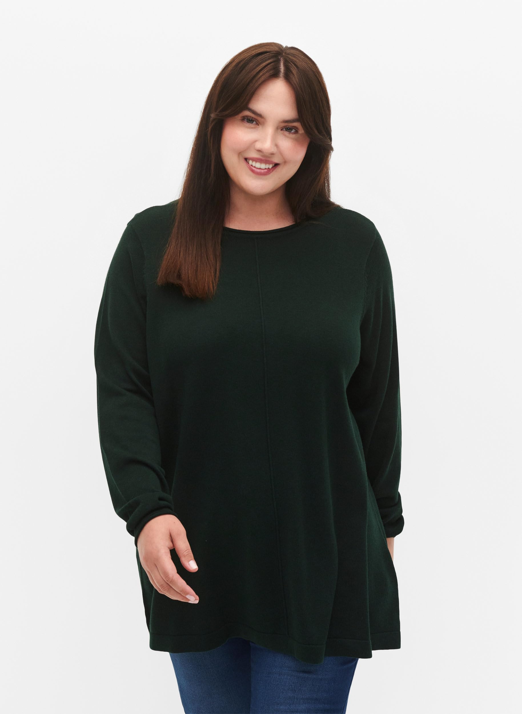 Zizzi Strickbluse Baumwolle Viskose Schwarz 50-52