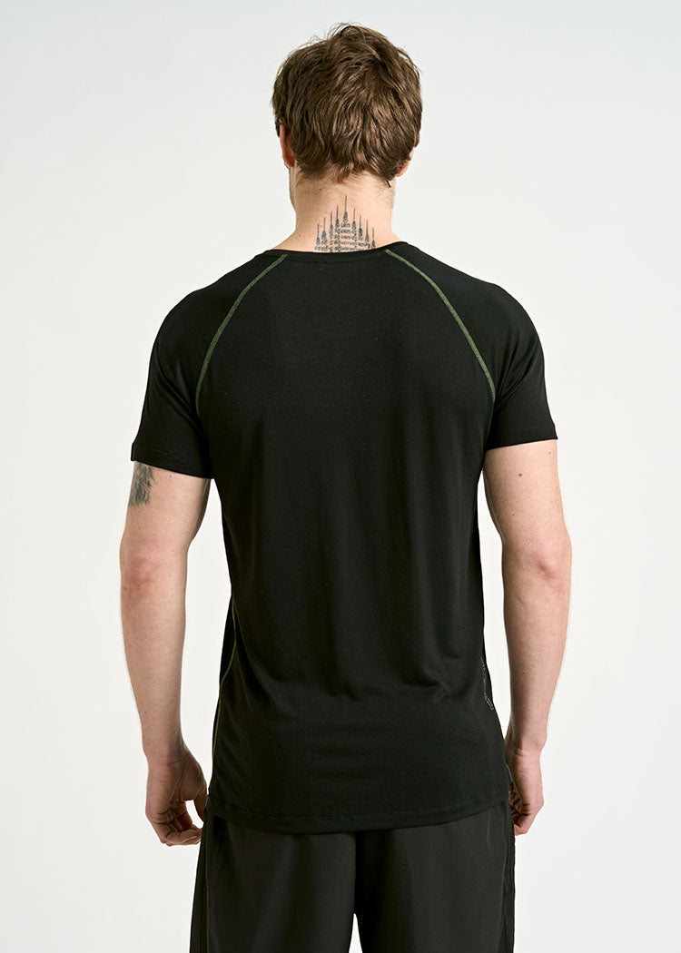 Wijld Max Black Green Herren Sportshirt Funktion Lyocell