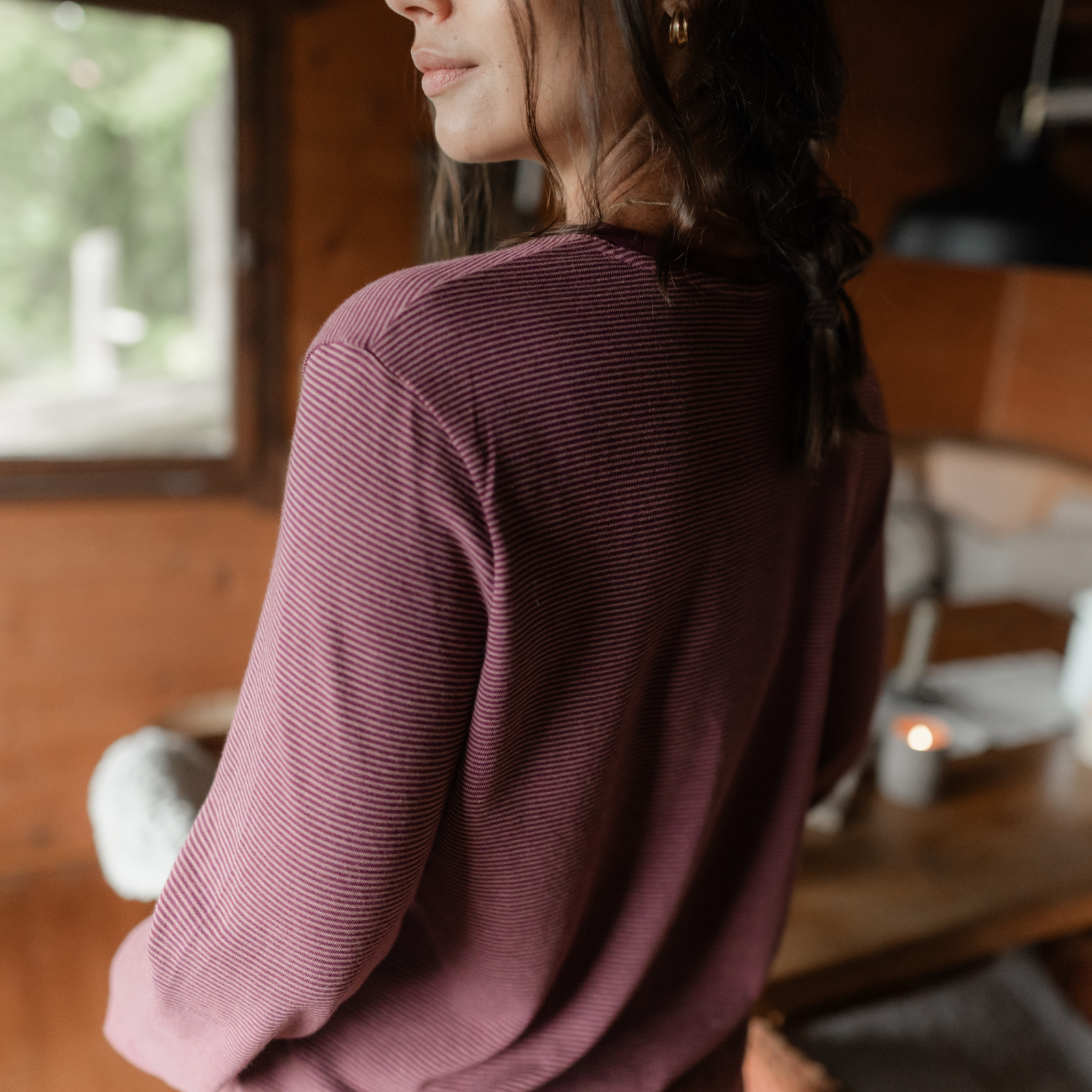 NORDLICHT Alva Oversize Langarmshirt Cherry Streifen