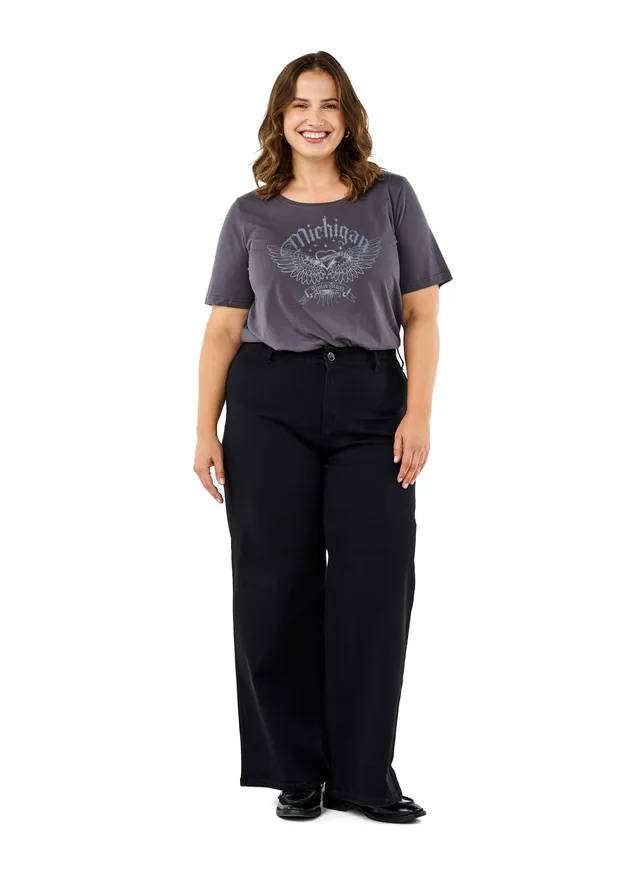 Zizzi Flash Jeans Damen Weites Bein High Waist Stretch