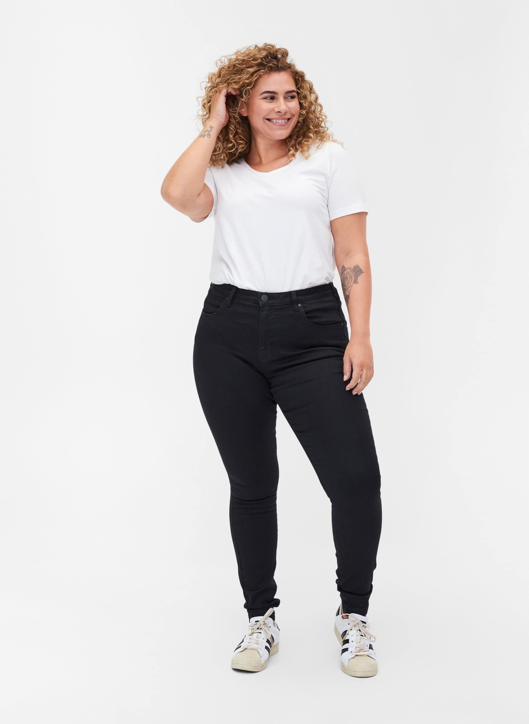 Zizzi Amy Super Slim Jeans Damen Schwarz Stretch
