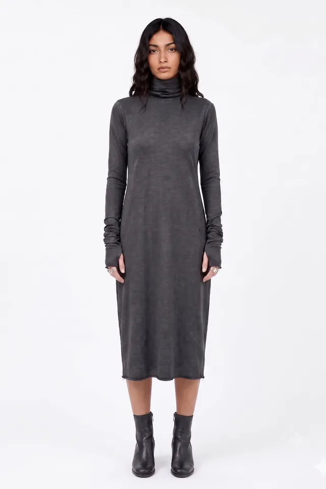 Sanctamuerte Abiti Abito Lungo Collo Alto Kleid Baumwolle