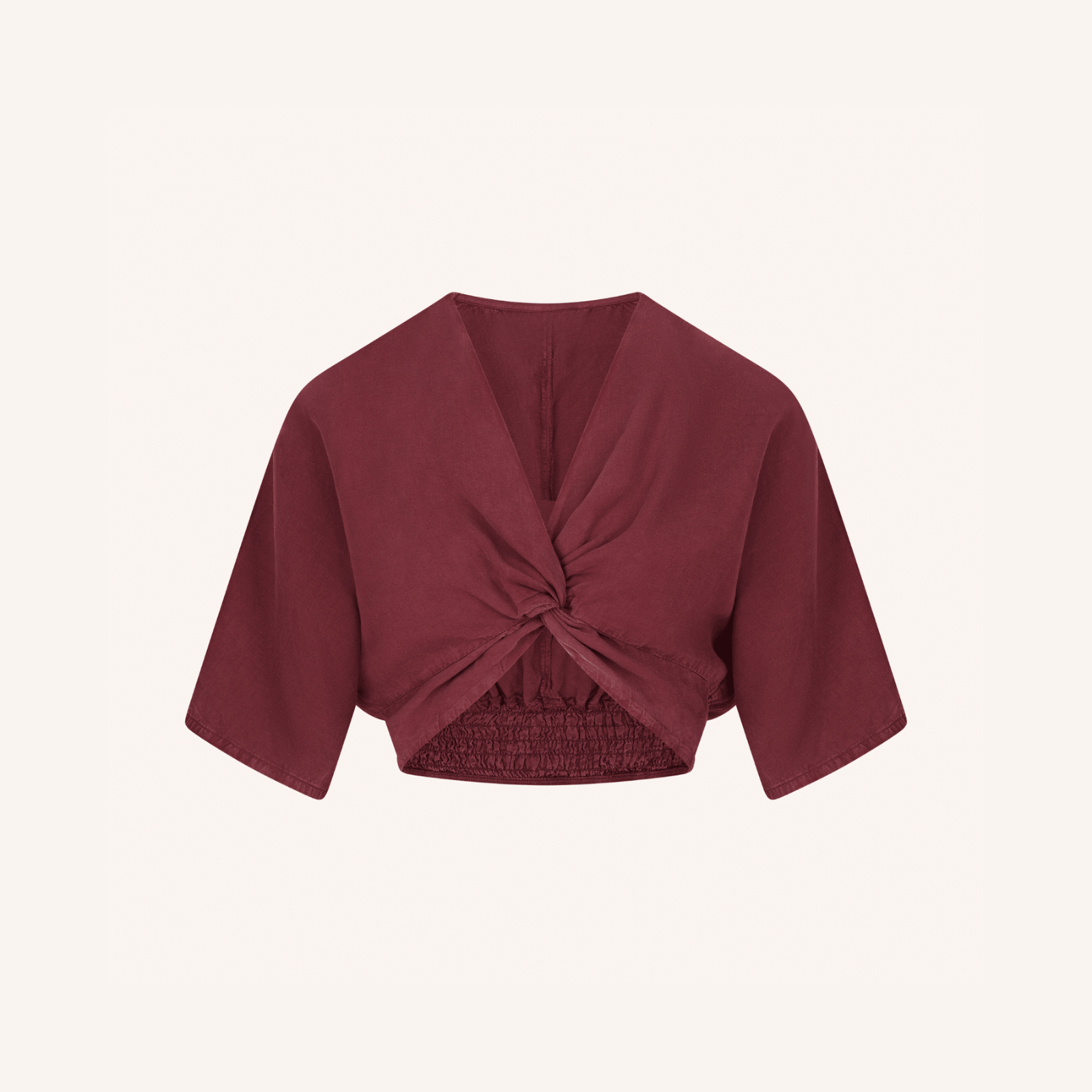 NORDLICHT Merit Knoten Crop Top Bordeaux Tencel