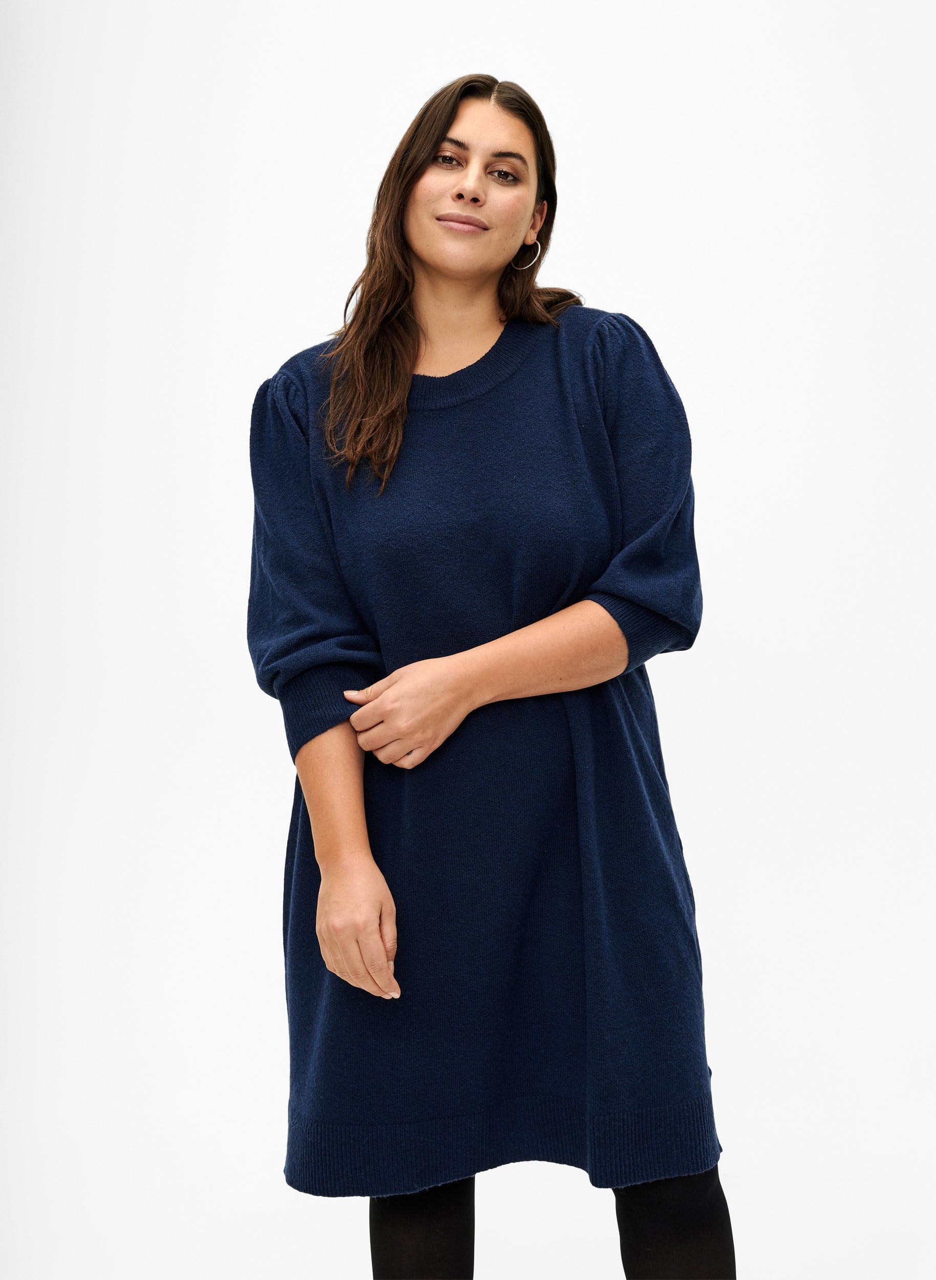 Zizzi Dresses Strickkleid Melange 3/4-Arm S 42/44