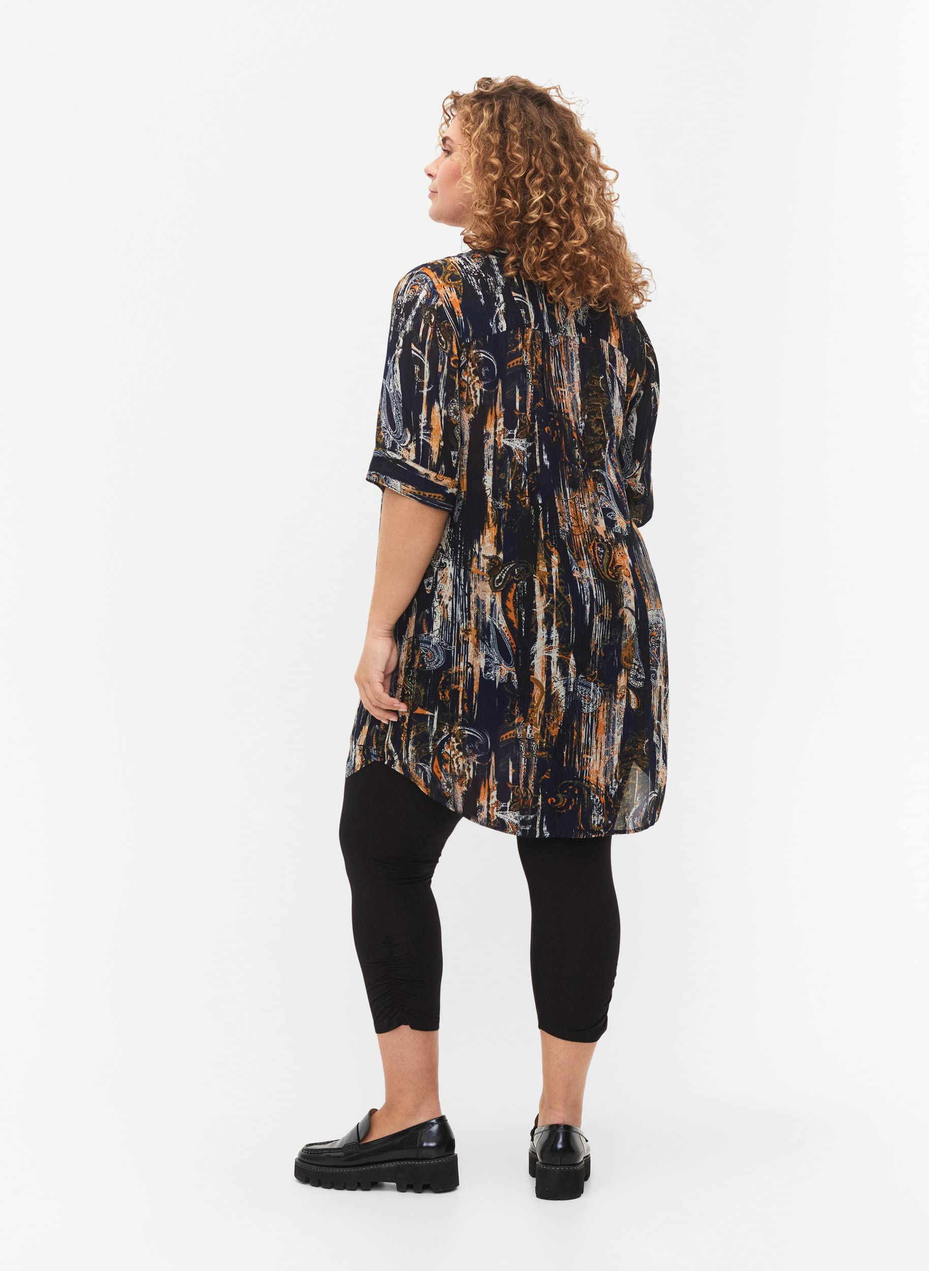 Zizzi 3/4 Leggings Viskose Stretch Rüsche Gr 46-48