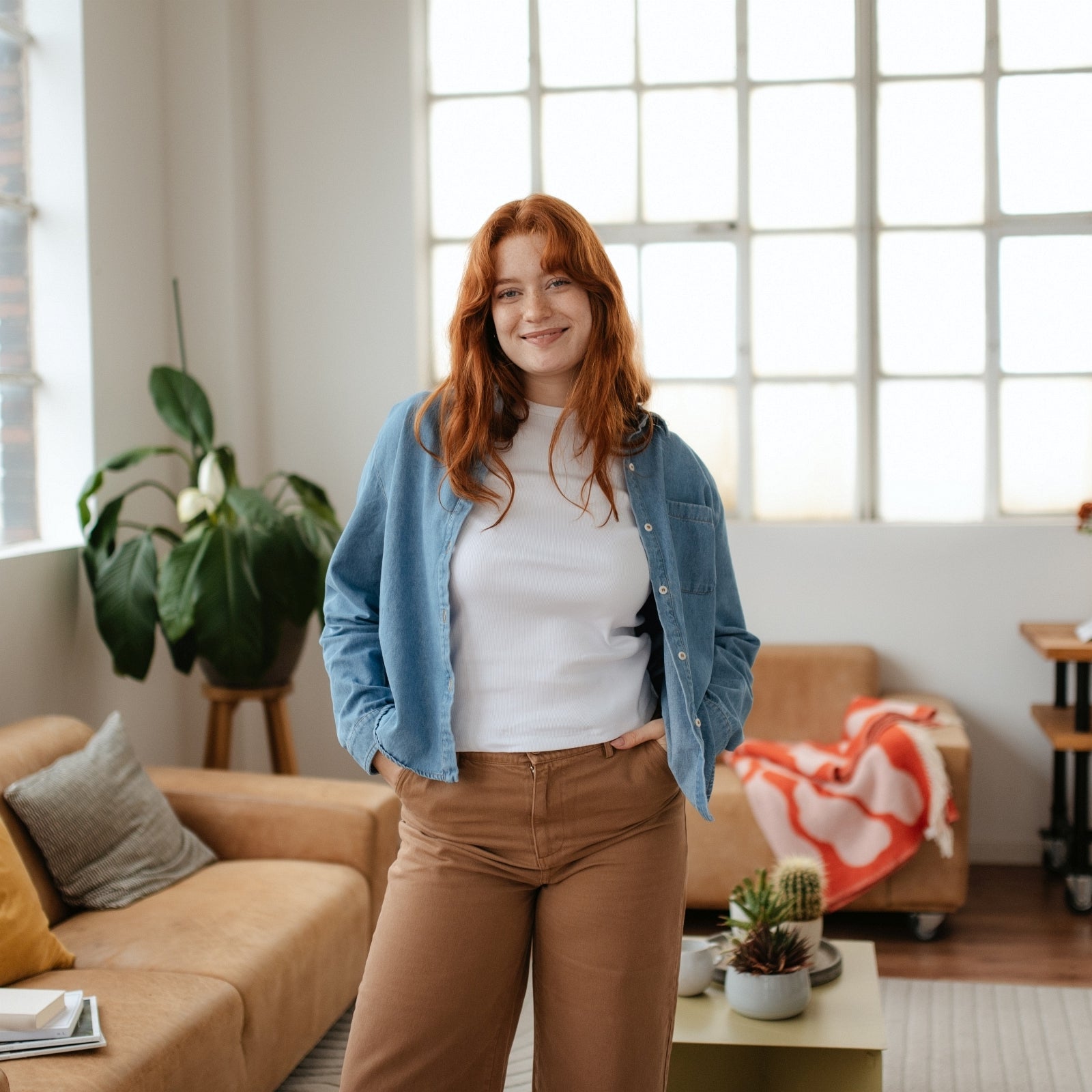 NORDLICHT Tove Jeans Bluse M Bio-Baumwolle