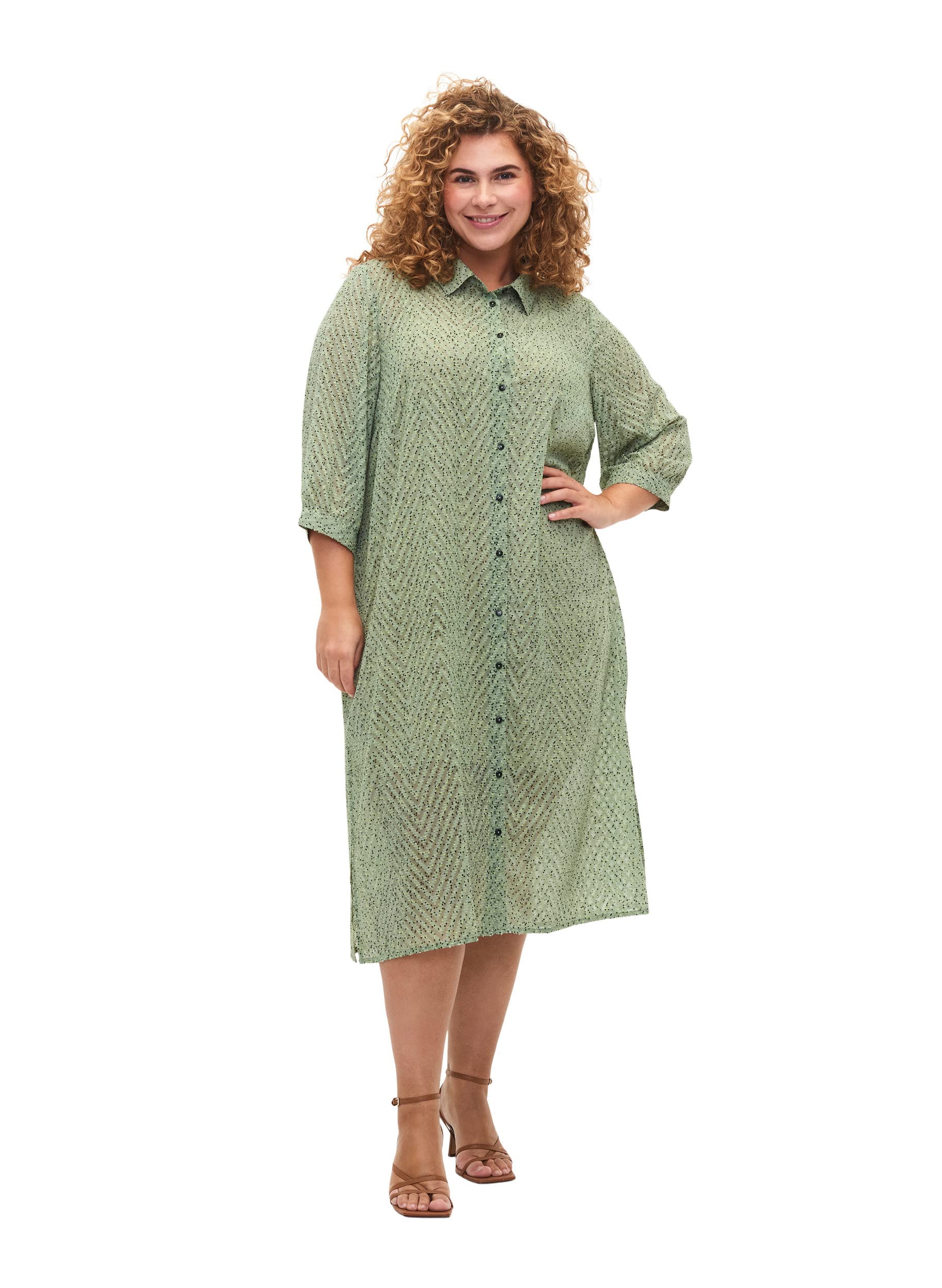 Zizzi Dresses Hemdkleid 3/4 Arm Dots