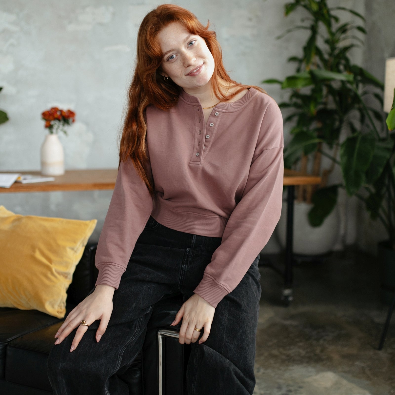 NORDLICHT Vanja Henley Sweater Knopfleiste Bio
