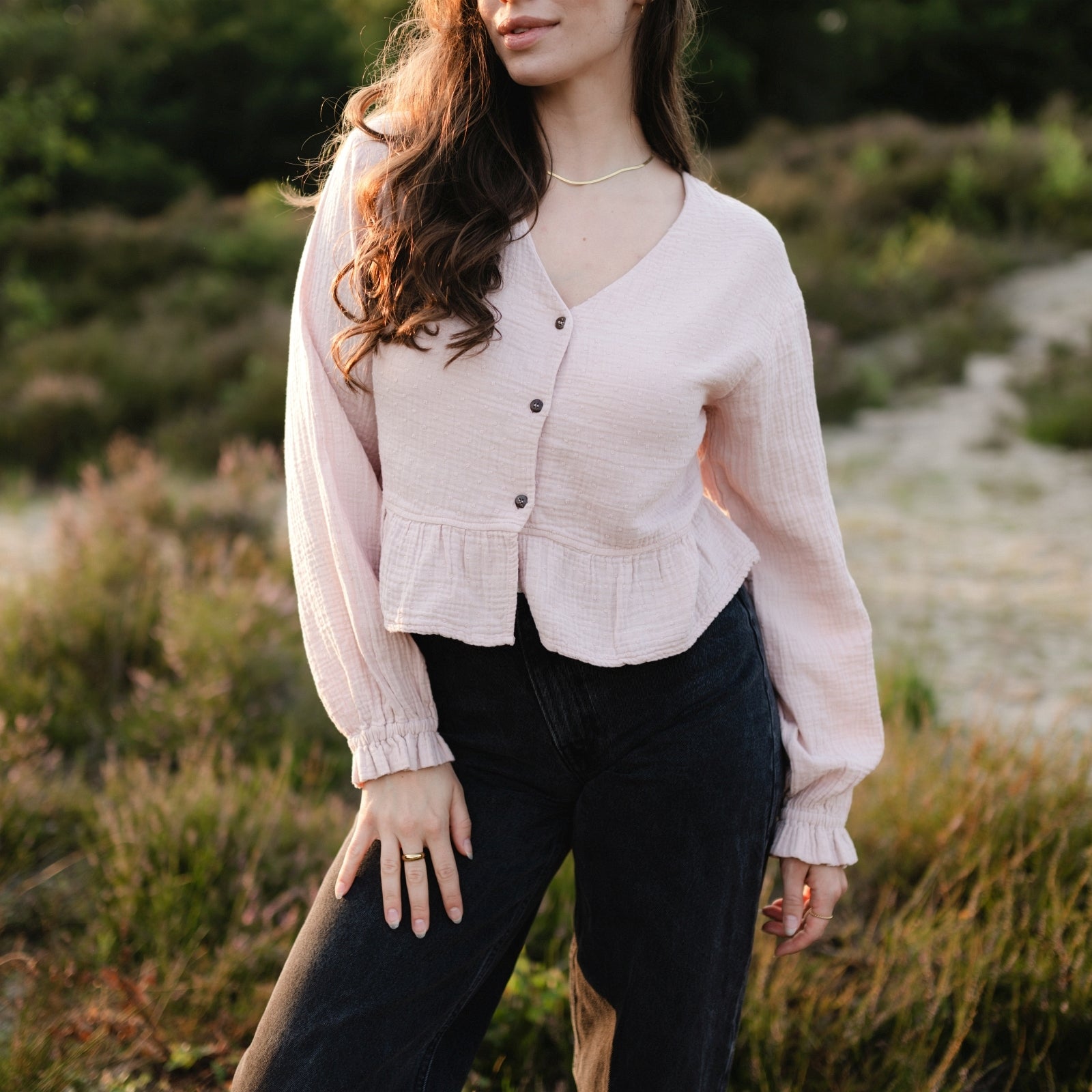 NORDLICHT Selma Musselin Bluse Damen Rosa Punkte