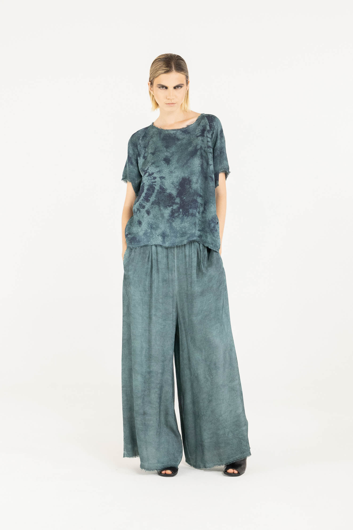 Sanctamuerte T-Shirt Boxy Tshirt Viskose-Satin Tie-Dye