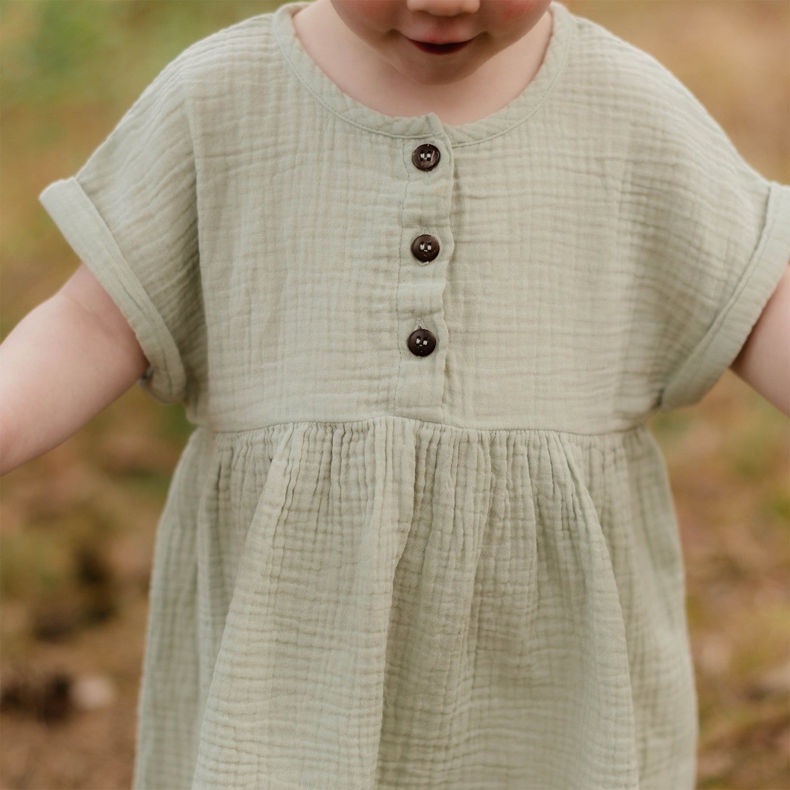 Nordlicht Alma Musselin Kleid Kinder Grün 62/68 Bio-Baumwolle