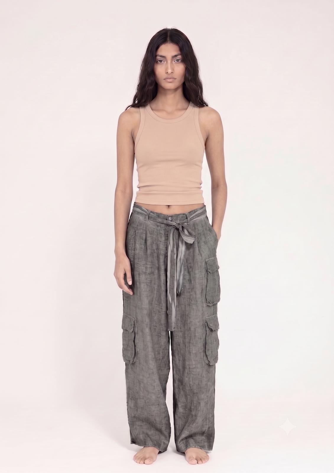 Sanctamuerte Pantaloni Cargo Hose 4 Taschen Gummibund