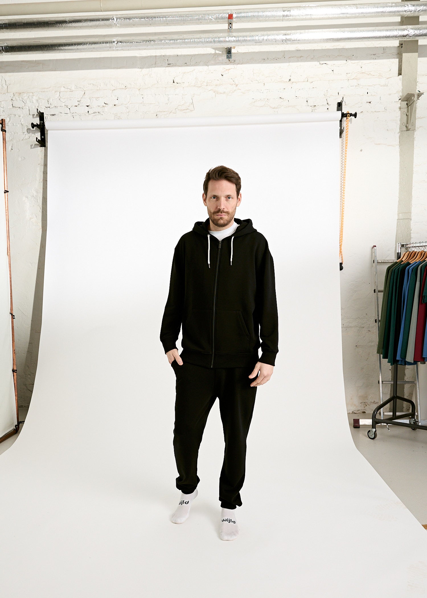 Wijld Jonas Herren Sweatjacke Schwarz Bio-Baumwolle Gr. L