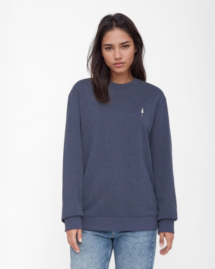 NIKIN TreeSweater Navy Mel Pullover Bio-Baumwolle