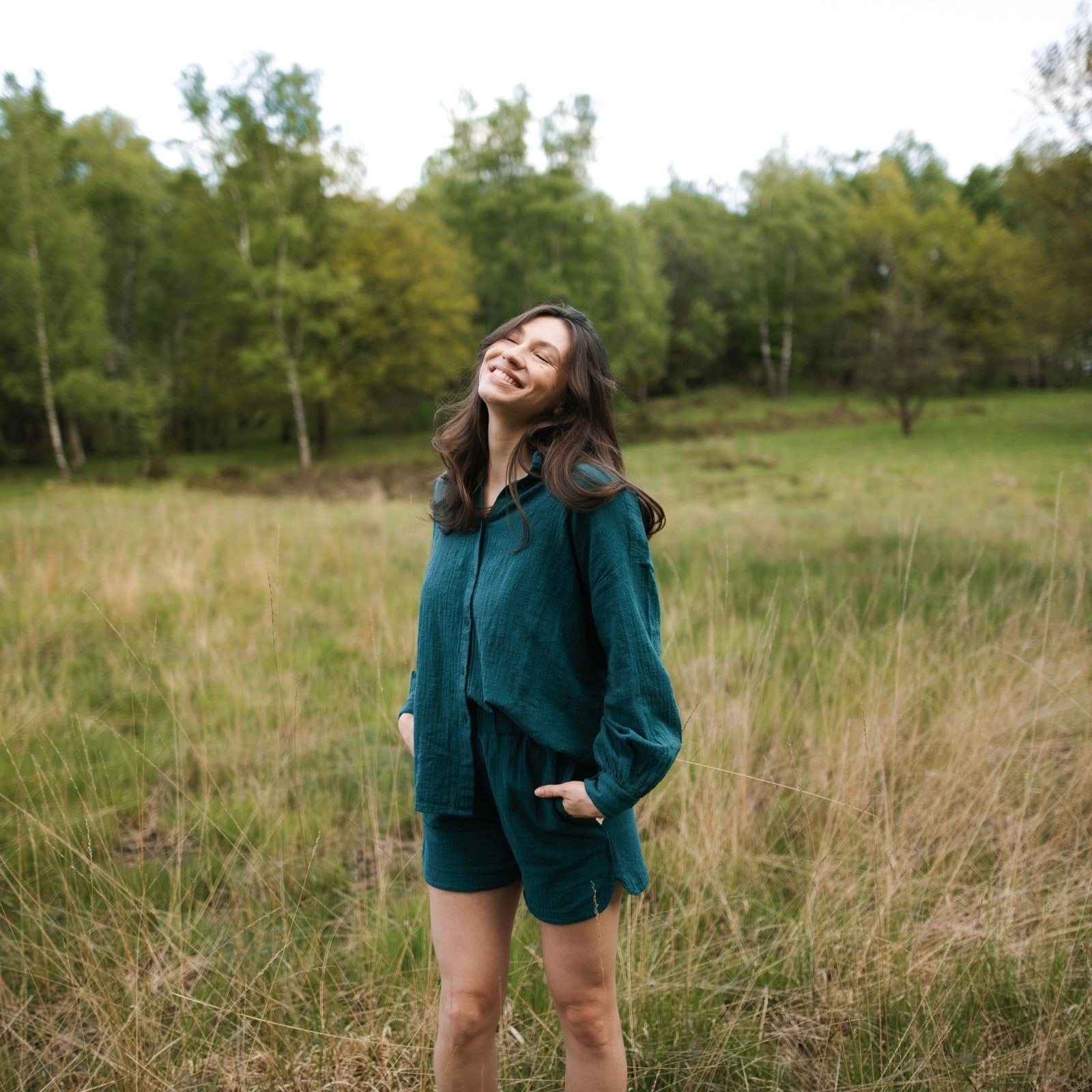NORDLICHT Sofia Oversize Bluse Leinenstruktur M Bio