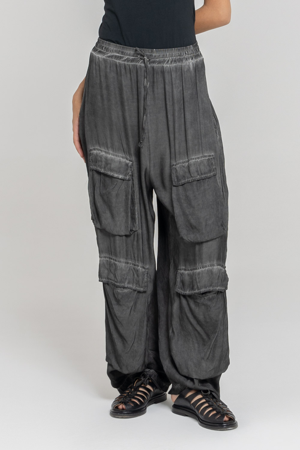 Sanctamuerte Pantaloni Cargo Hose Loose Fit mit Kordelbund