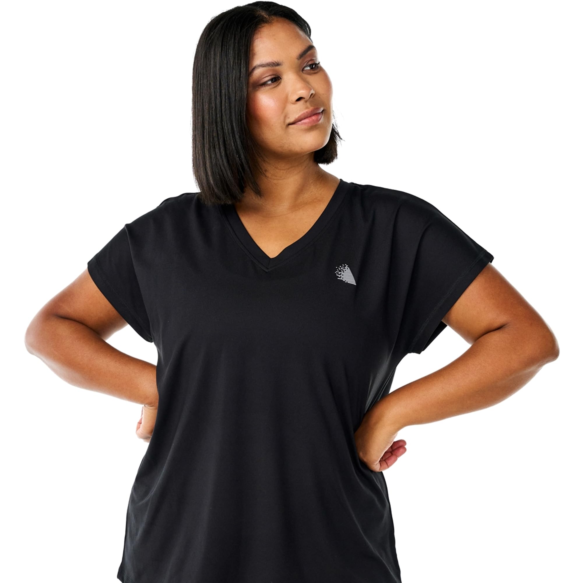 Zizzi Activewear Sportshirt Damen schwarz 58-60 V-Ausschnitt