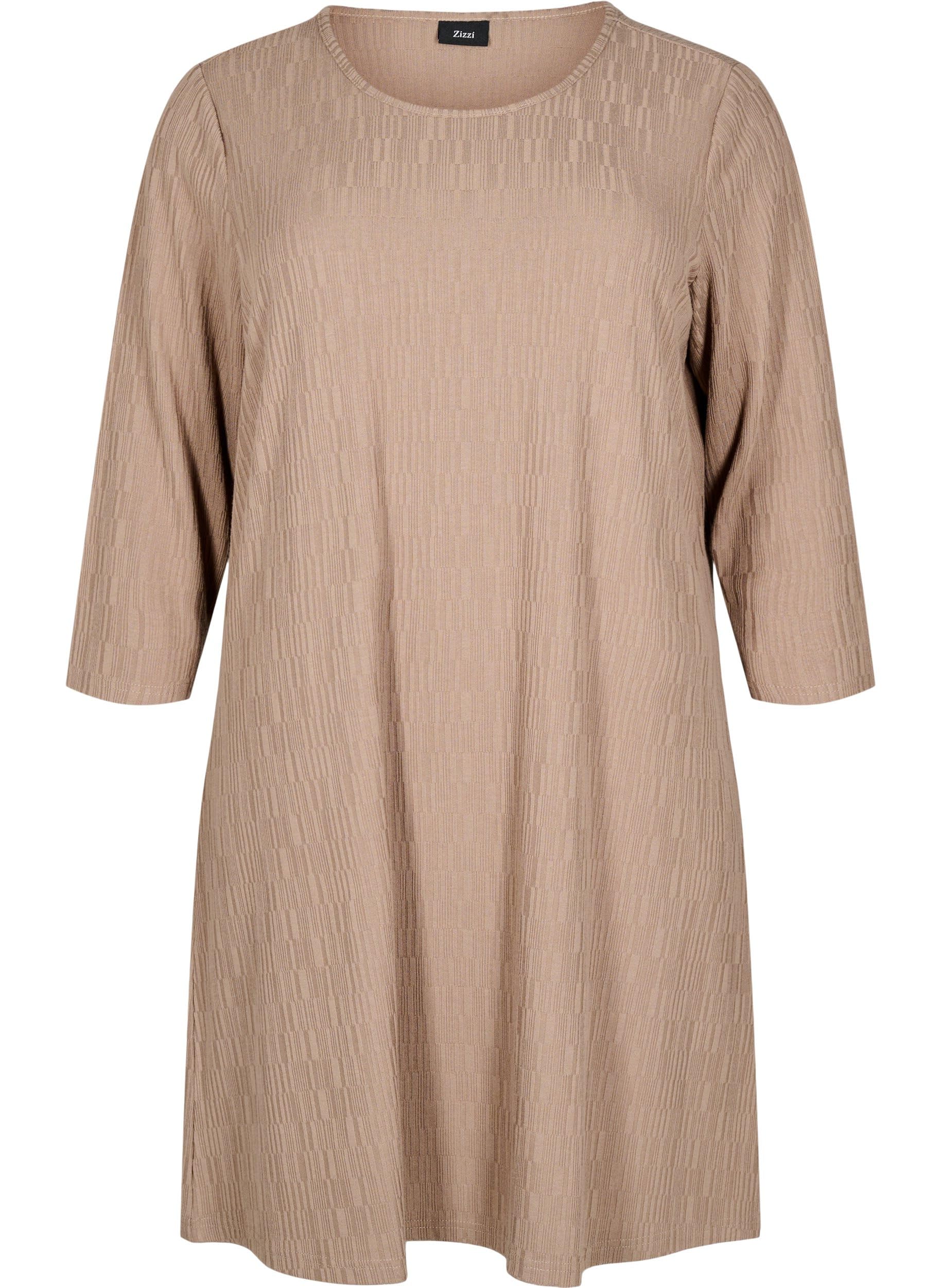 Zizzi Kleid Struktur 3/4-Ärmel Rundhals kurz
