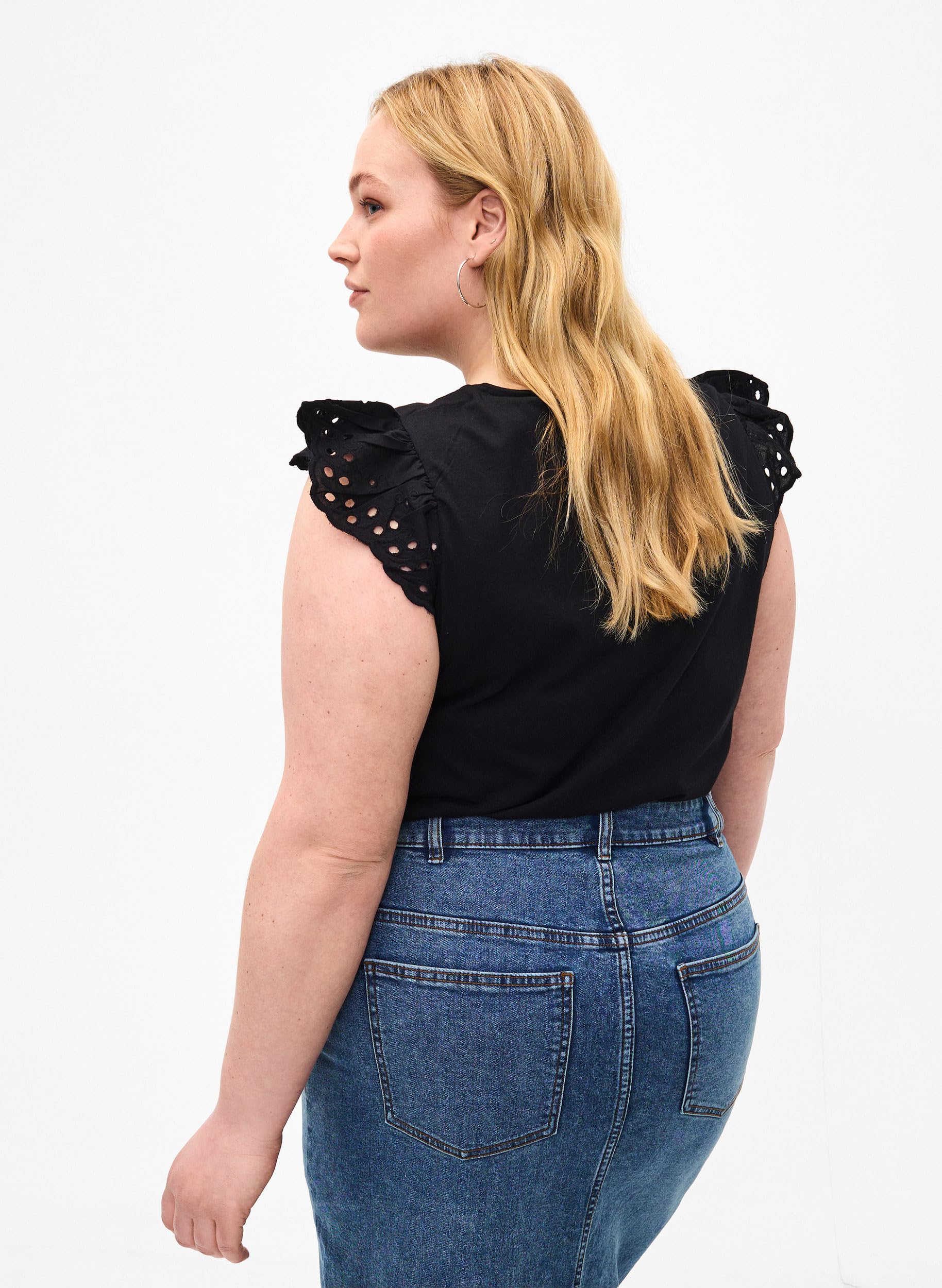 Zizzi T-Shirt Bio-Baumwolle Lochstickerei Rundhals Gr.42-60