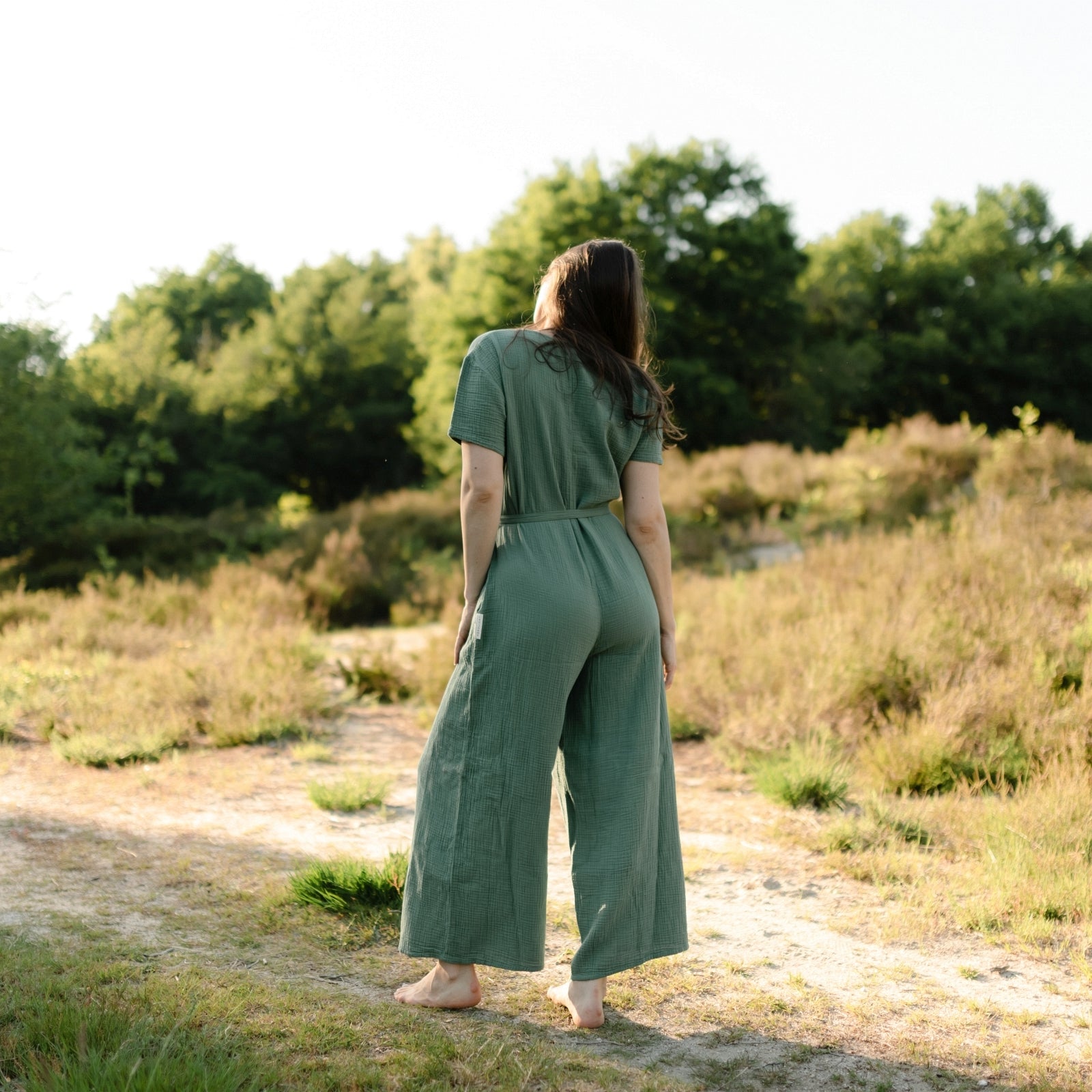 NORDLICHT Lara Musselin Jumpsuit Grün Bio-Baumwolle