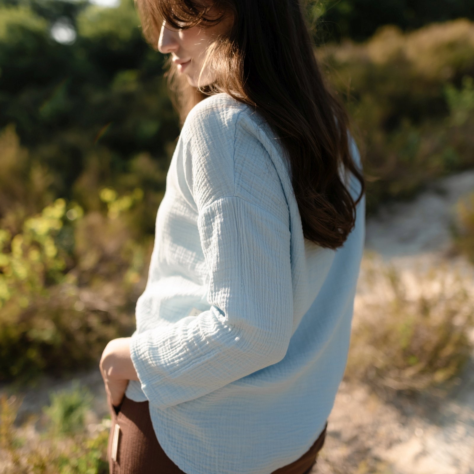 Nordlicht Ilvy Musselin Langarmshirt Blau Bio-Baumwolle