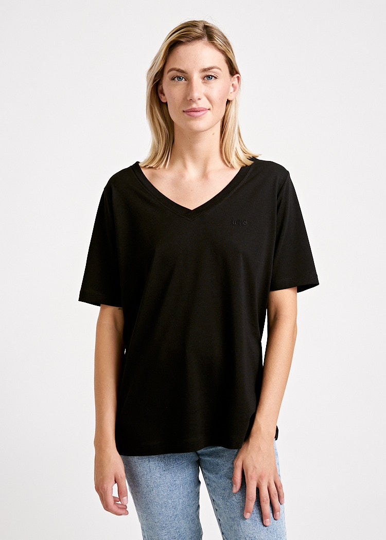 Wijld WoodShirt Frida Damen T-Shirt Black Bio-Lyocell