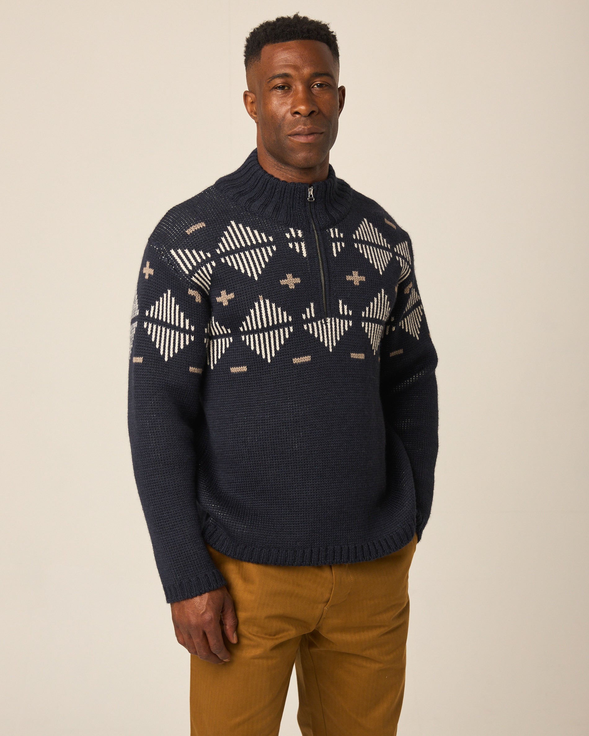 Peregrine Mountain Zip Neck Sweater Troyer Oak Merino