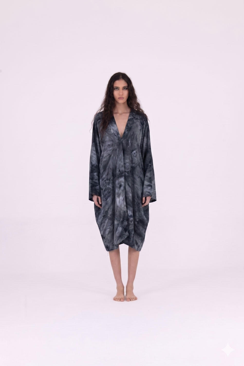 Sanctamuerte Abiti Kimono Midi Kleid Viskose Batik