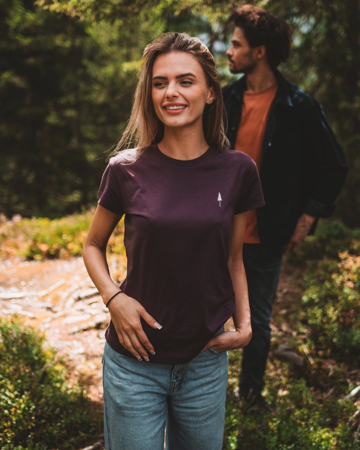 NIKIN TreeShirt Women T-Shirt Deep Purple Bio-Baumwolle